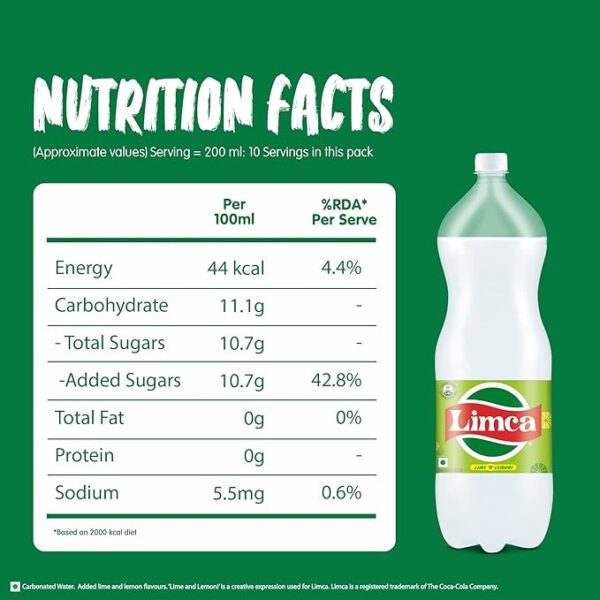 Limca Lemon & Lime flavoured Cold Drink, 2 ltr Bottle