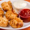 Fried Momos with a Spicy Tomato Chutney, 8 momos